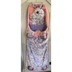 HugFun Pink Purple Plush Rainbow UNICORN Kids Toddler Sleeping Bag 66"x 28"